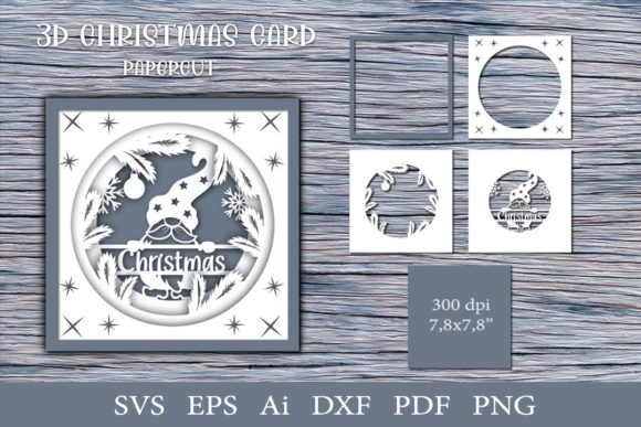 3D Christmas Card Paper Cut SVG for Holiday Design