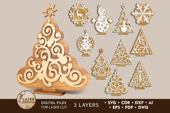 Bundle Christmas Trees Laser Cut Files for Winter Amp Projects