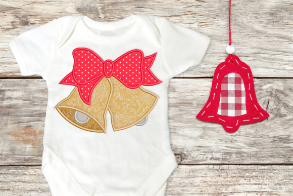Christmas Bells with Bow Applique for Festive Branding
