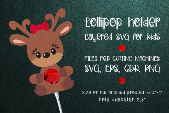 Christmas Deer Lollipop Holder Template for Handmade Projects