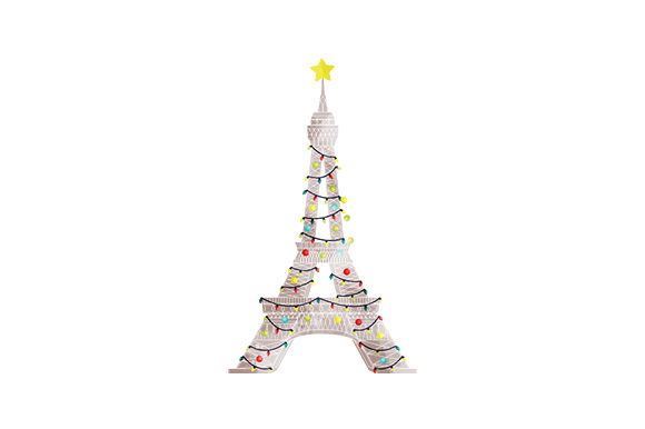 Christmas Eiffel Tower Watercolor for Local Branding
