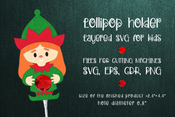 Christmas Elf Girl Lollipop Holder SVG for Festive Branding