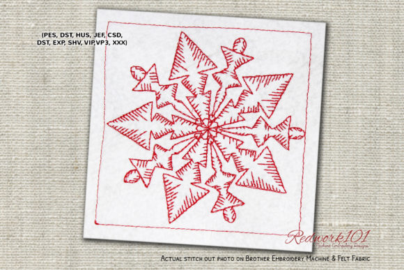 Christmas Snowflake Mandala Redwork for Digital Selling
