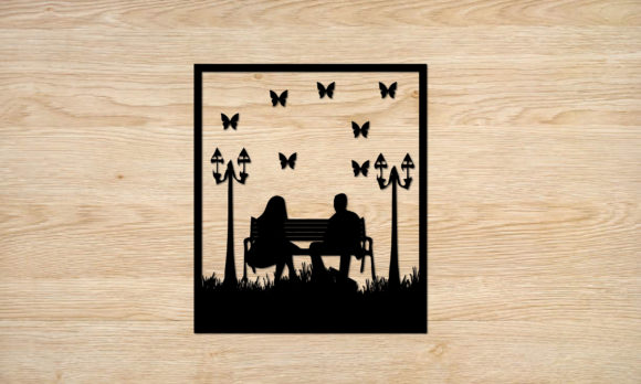Cute Couple Wall Paper Cut Art Print for Crafts