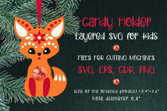 Fox Christmas Ornament Candy Holder SVG for Festive Branding