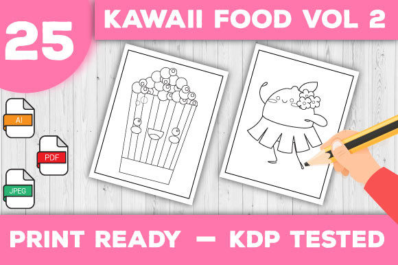 Kawaii Food Coloring Book Pages Vol-02 for Creative Projects