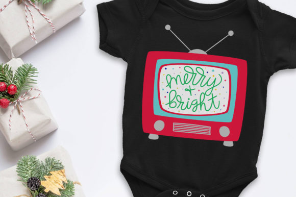 Merry and Bright Retro Quote for Crafts
