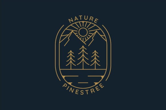 Pines Tree Logo Line Art Simple Design for Logos