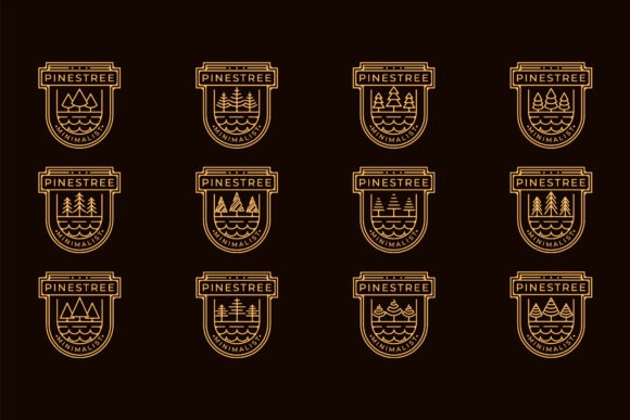 Pines Tree Logo Line Art Simple for Modern Logos