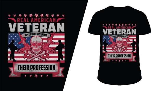 Real American Veteran T-Shirt Design for Commercial Use