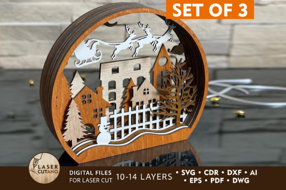 SET of 3 SNOW GLOBE 3D Christmas Bundle for Winter Amp