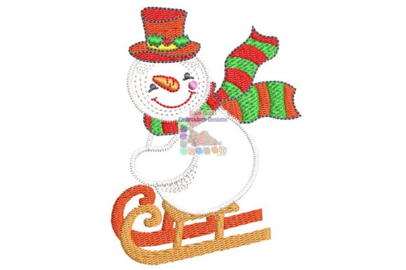 Snowman Sled Skiing for Christmas Crafting