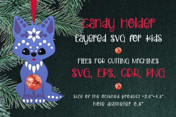 Wolf Christmas Ornament Candy Holder SVG for Holiday Designs