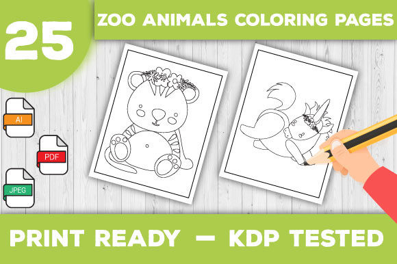 Zoo Animals Coloring Book Pages for Kids